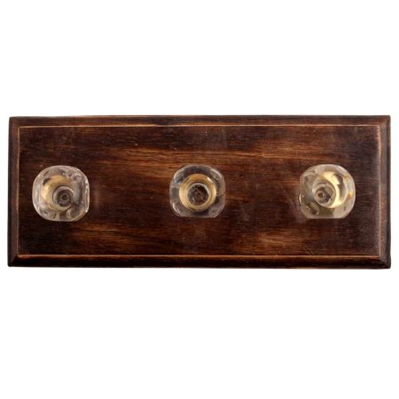 Clear Glass Round Cut Wooden Hook